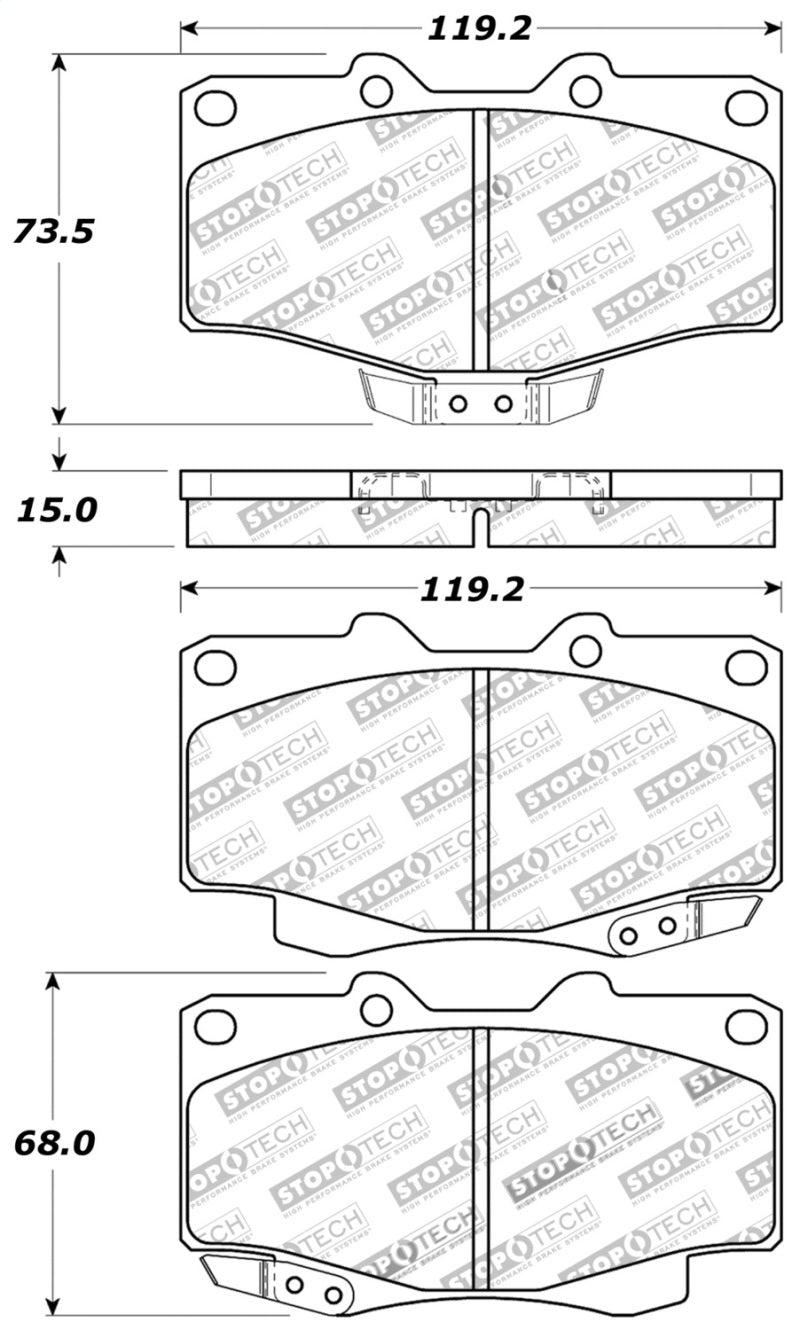 Plaquettes de frein sport StopTech avec cales et matériel - Avant