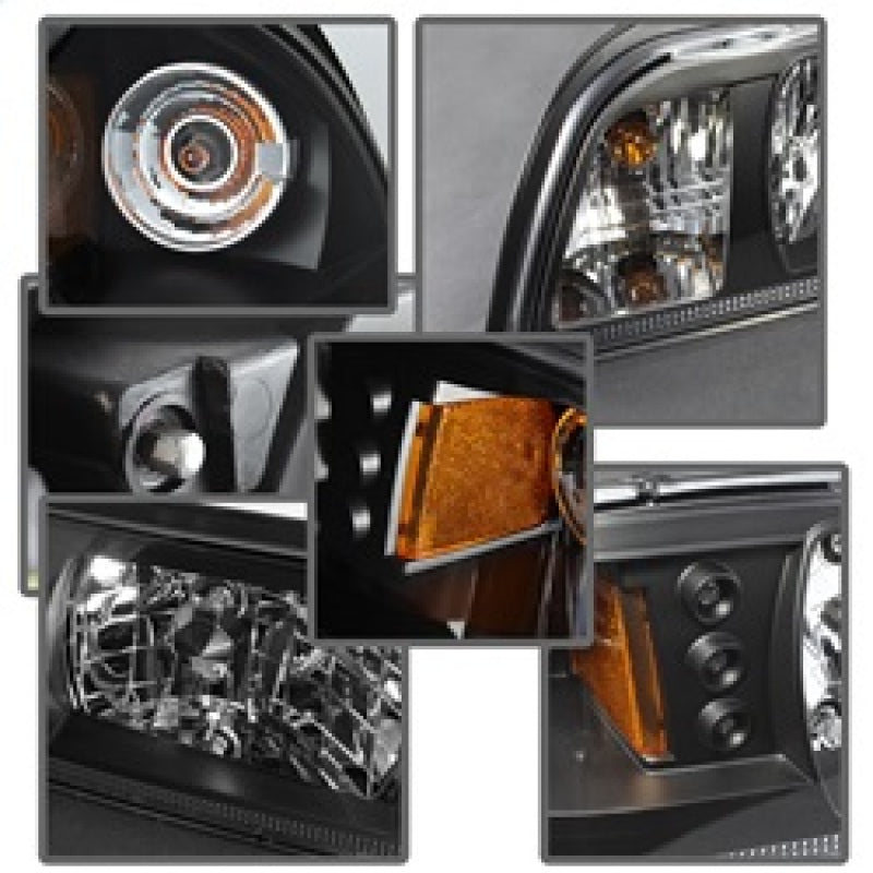 Phares Spyder Ford Mustang 87-93 1PC LED (LED remplaçables) Cristal Noir HD-YD-FM87-1PC-LED-BK