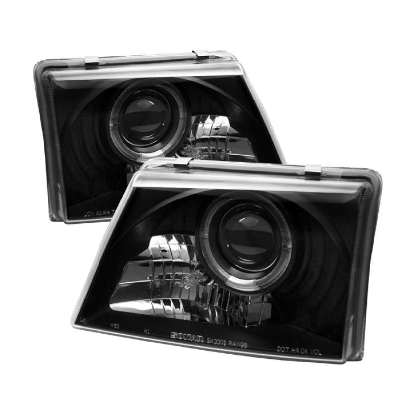 Phares de projecteur Spyder Ford Ranger 98-00 LED Halo noir haut 9005 bas H1 PRO-YD-FR98-BK