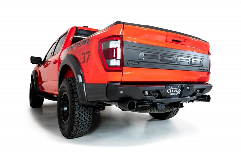 Addictive Desert Designs 2022+ Ford Raptor Stealth Fighter R Pare-chocs avec 2 lumières cubiques - Noir marteau