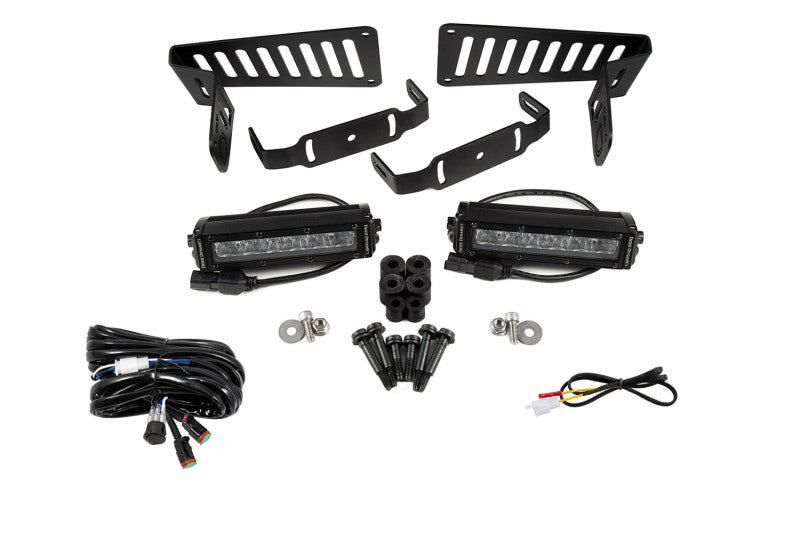Kit de support LED pour capot de capot Jeep JL Wrangler/Gladiator SS6 18-21 Diode Dynamics - Conduite blanche