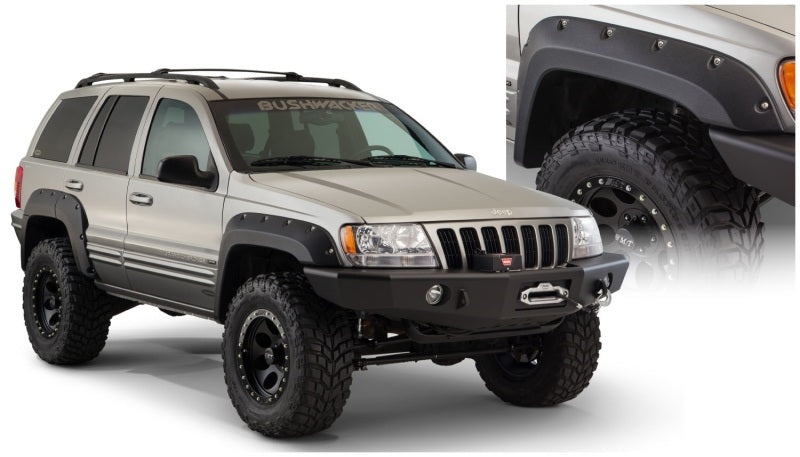 Élargisseurs de style découpé Bushwacker 99-04 Jeep Grand Cherokee 4 pièces - Noir