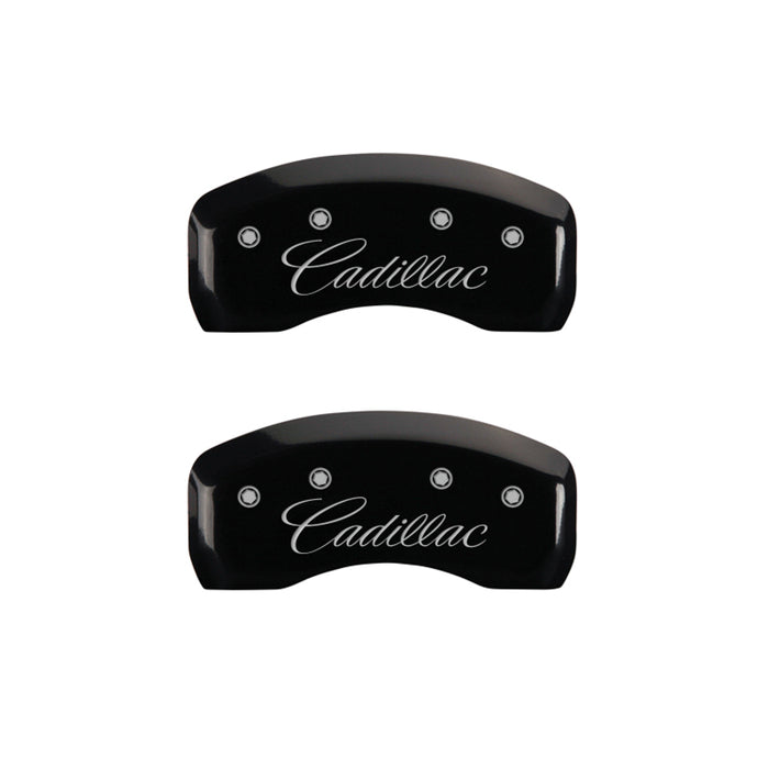 Couvre-étriers MGP 4 gravés avant et arrière cursive/finition noire Cadillac argent ch