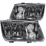 Phares avant en cristal ANZO 1999-2005 Volkswagen Jetta Noir sans ampoules