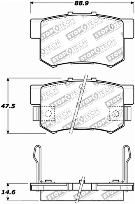 Plaquettes de frein arrière StopTech Performance pour Honda S2000 00-09 / Accord 92-07 / Acura TSX 04-10 / RSX 02-06