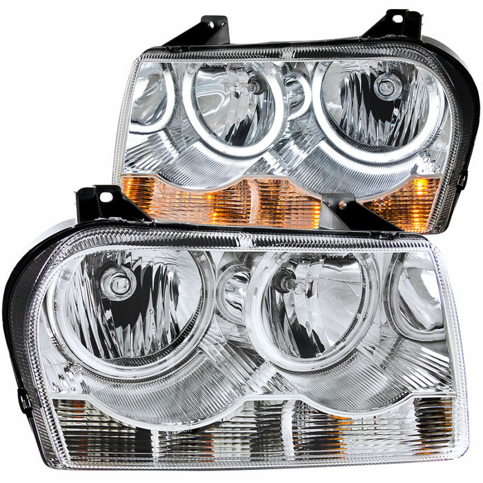 Phares en cristal ANZO 2005-2010 Chrysler 300 avec halo chromé (CCFL)