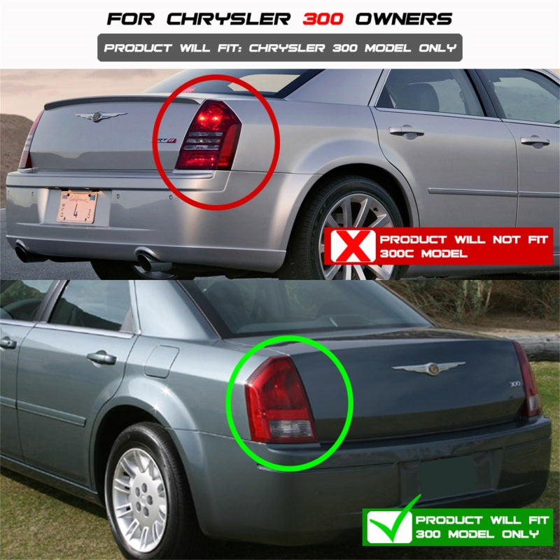 Feux arrière à LED Spyder Chrysler 300 05-07 V2 - Rouge transparent ALT-YD-CHR305V2-LED-RC
