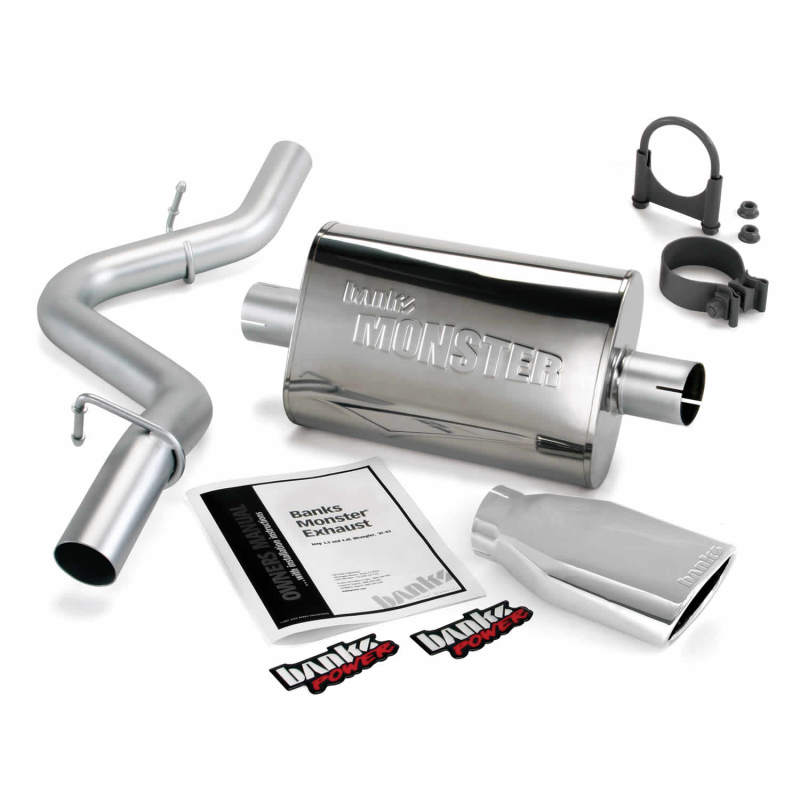 Banks Power 97-99 Jeep 2.5/4.0L Wrangler Slip Fit Cat Monster Exh Sys - Échappement simple SS avec embout chromé