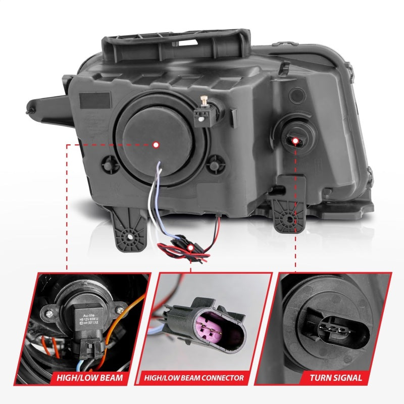 Phares de projecteur ANZO 2010-2013 Chevrolet Camaro avec halo chromé (CCFL)