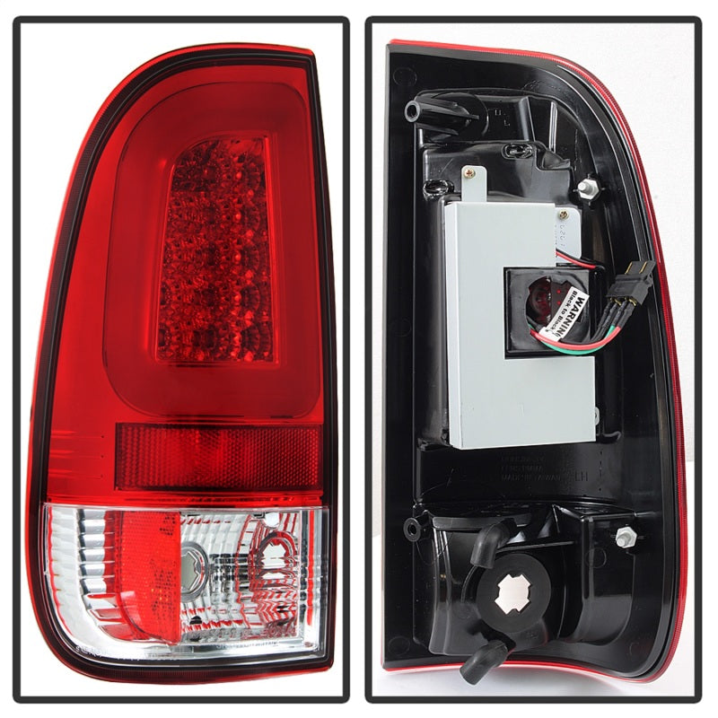 Feux arrière à LED Spyder 08-16 Ford Super Duty F-250 V3 - Rouge transparent (ALT-YD-FS07V3-LBLED-RC)