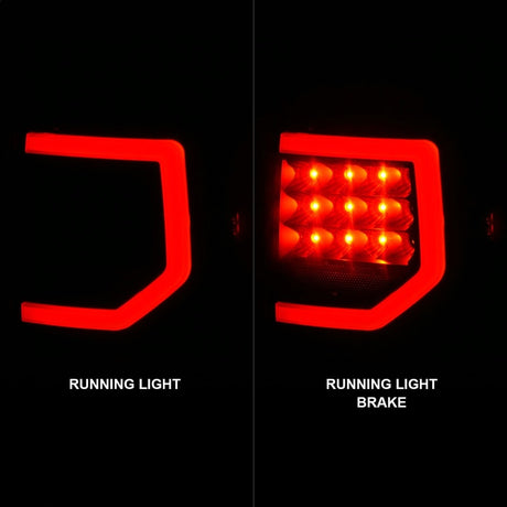 Feux arrière à LED Anzo 07-11 Toyota Tundra avec boîtier noir et lentille fumée G2 (avec barres lumineuses C)