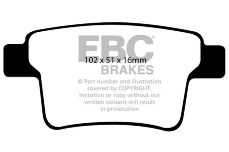 Plaquettes de frein arrière EBC 04-07 Ford Five Hundred 3.0 Yellowstuff