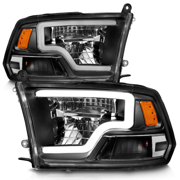 ANZO 2009-2020 Dodge Ram 1500 Phares de projecteur carrés entièrement à LED avec boîtier chromé Noir Ambre