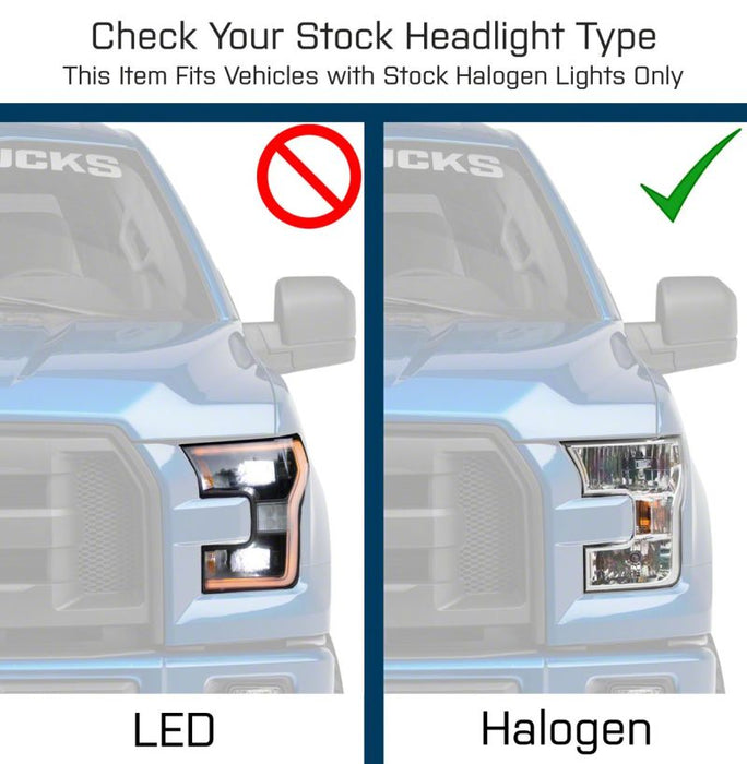 Phares de projecteur Raxiom 15-17 Ford F-150 G3 avec accent LED - Boîtier noir (lentille transparente)