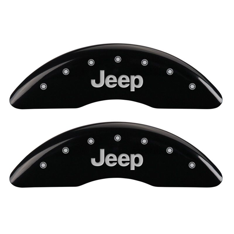 MGP 4 Caliper Covers Engraved Front & Rear JEEP Black finish silver ch