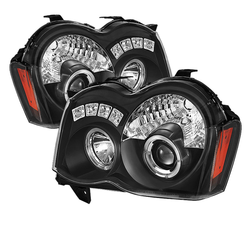 Phares de projecteur Spyder Jeep Grand Cherokee 08-10 LED Halo LED Blk Low 9006 PRO-YD-JGC08-HL-BK