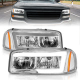 Phares Anzo 99-17 GMC Sierra/Denali Chrome Ambre (avec barres lumineuses C)