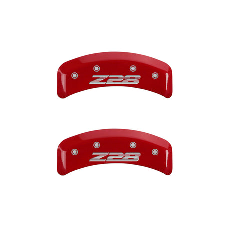 Couvre-étriers MGP 4 gravés à l'avant Gen 4/Camaro gravés à l'arrière Gen 4/Z28 finition rouge argent ch