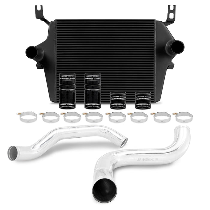 Kit refroidisseur intermédiaire Mishimoto 99-03 Ford 7,3 L Powerstroke PSD noir avec tuyaux polis