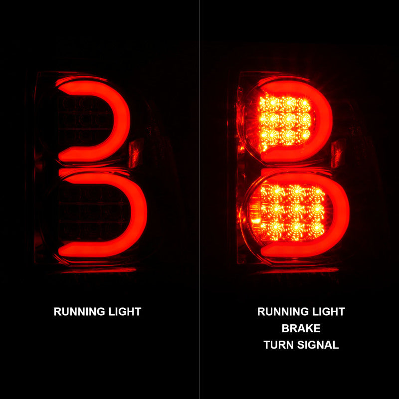 Feux arrière à LED ANZO 2002-2009 Chevrolet Trailblazer avec barre lumineuse, boîtier chromé, lentille transparente