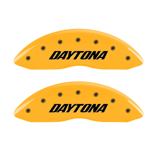 MGP 4 Caliper Covers Engraved Front & Rear Daytona Yellow Finish Black Char 2006 Dodge Charger