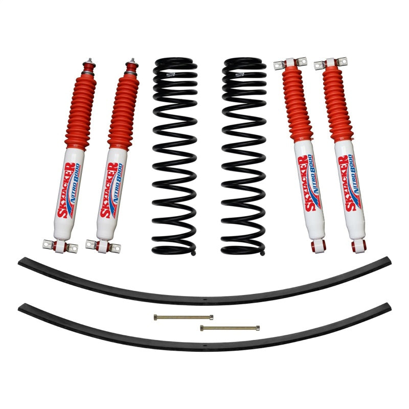 Kit de suspension à ressorts à long débattement Skyjacker 84-01 XJ 3 pouces FR D-Rate avec amortisseurs RR Add A Leafs/Nitro 8000