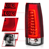 Feux arrière à LED ANZO 1999-2000 Cadillac Escalade, boîtier chromé, paire de lentilles rouges/transparentes