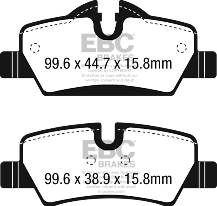 Plaquettes de frein arrière EBC 14+ Mini Hardtop 1.5 Turbo Cooper Yellowstuff