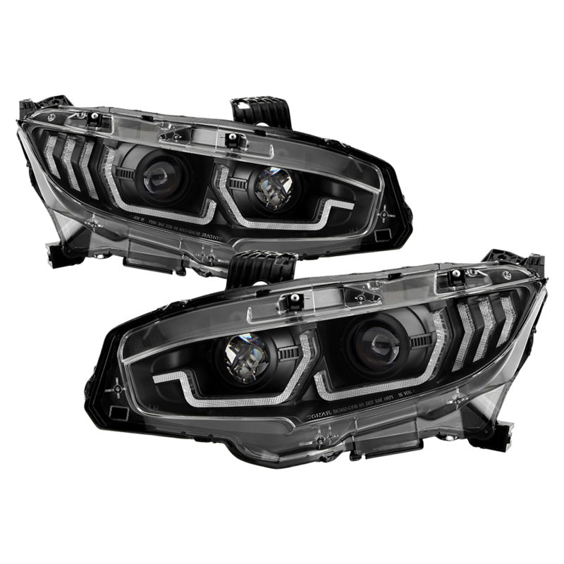 Phares de projecteur Spyder Honda Civic 16- 2DR/4DR/Hatchback - Noir PRO-YD-HC16SI-SEQGR-BK