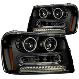 Phares de projecteur ANZO 2002-2009 Chevrolet Trailblazer avec halo noir