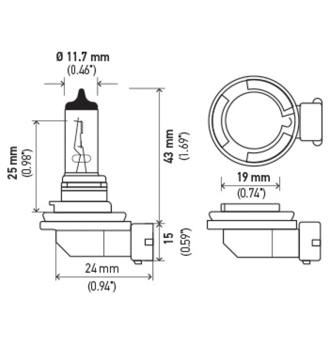 Ampoule blanche au xénon Hella Optilux H8 12V/55W XB (paire)