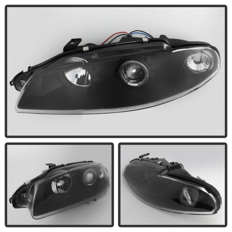 Phares de projecteur Spyder Mitsubishi Eclipse 97-99 LED Halo noir haut H1 bas H1 PRO-YD-ME97-HL-BK