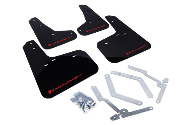 Garde-boue noir Rally Armor 12-19 Ford Focus ST / 16-19 RS avec logo rouge
