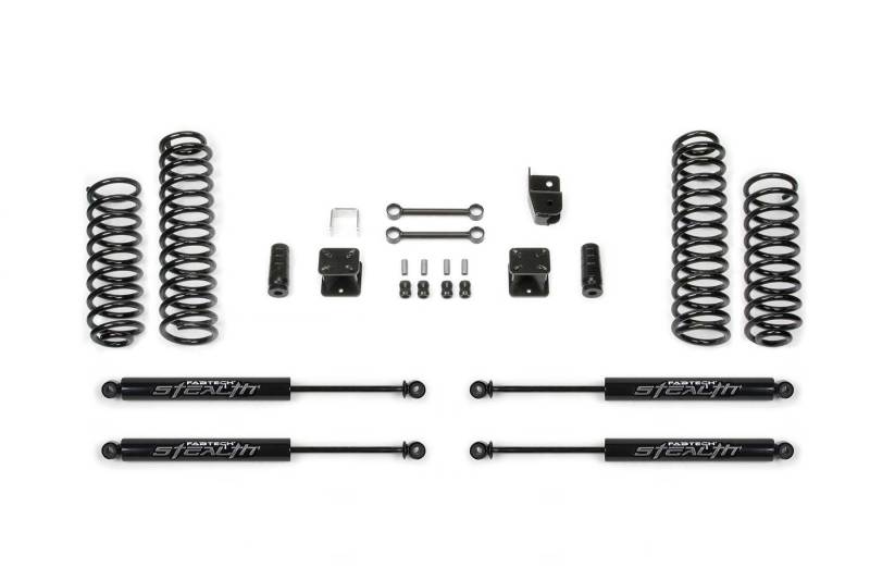 Système sport Fabtech 07-18 Jeep JK 4WD 2 portes 3 pouces avec amortisseurs Stealth