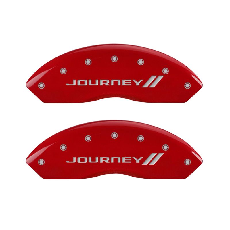 Couvre-étriers MGP 4 gravés à l'avant et à l'arrière avec rayures/finition rouge Journey argent ch
