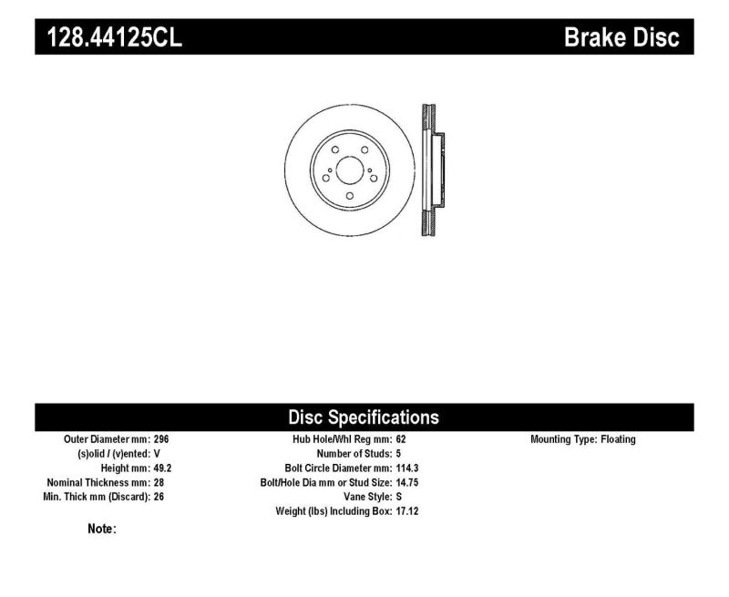 Rotor avant gauche percé cryogénique pour Lexus ES250/300/330/350/06-12 IS250/300/350 02 StopTech