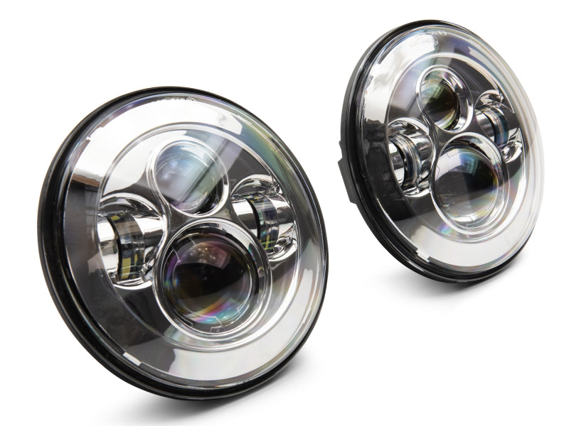 Phares à LED Daymaker de la série Axial Jeep Wrangler TJ/JK de Raxiom 97-18 - Boîtier chromé (lentille transparente)