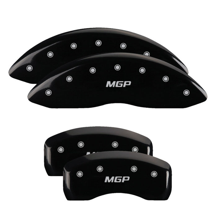 MGP 4 Caliper Covers Engraved Front & Rear Denali Black Finish Silver Char 2017 GMC Canyon