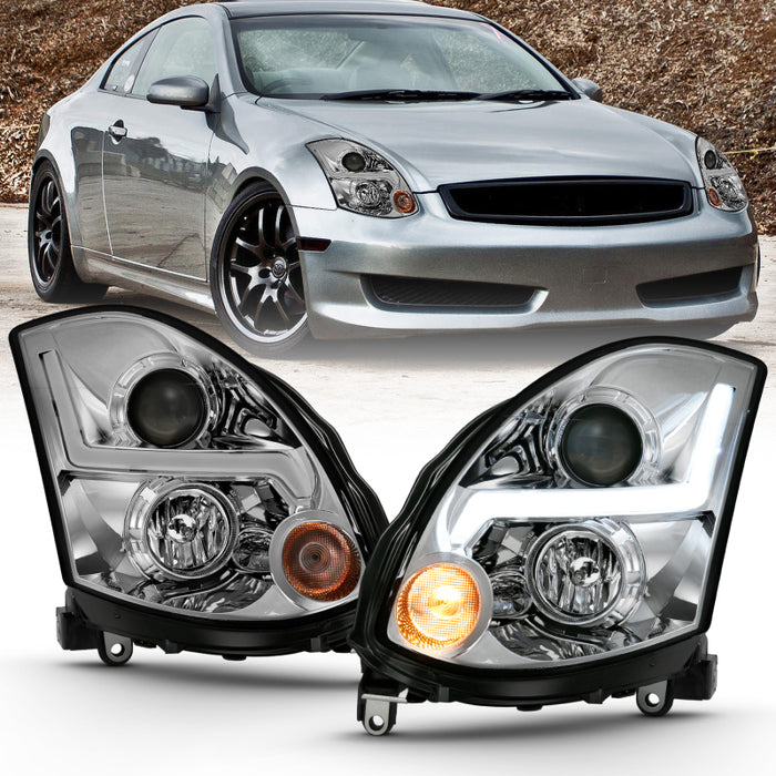 Phare de projecteur ANZO 2003-2007 Infiniti G35 style planche noire (compatible HID, pas de kit HID)