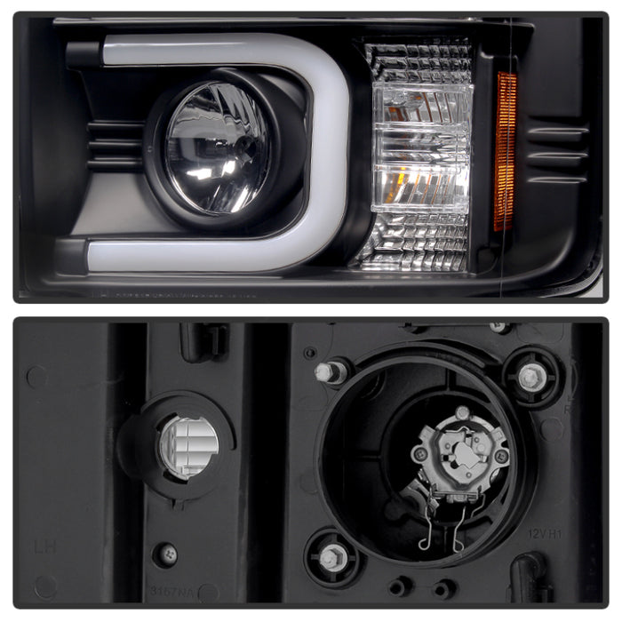 Phares de projecteur Spyder Chevy Silverado 2014-16 2500 HD avec barre lumineuse DRL Blk PRO-YD-CSHD14-LBDRL-BK