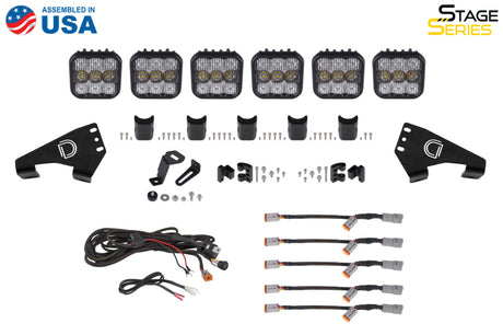 Kit de barre lumineuse combo jaune pour toit Polaris RZR SS5 Sport CrossLink 20-Present de Diode Dynamics