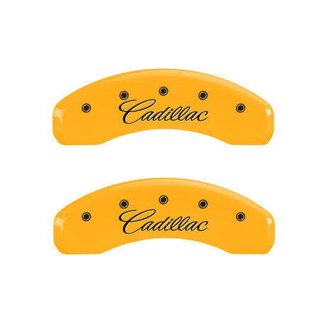 Couvre-étriers MGP 4 gravés F &amp; R Cadillac finition jaune noir Char 2004 Cadillac Escalade EXT