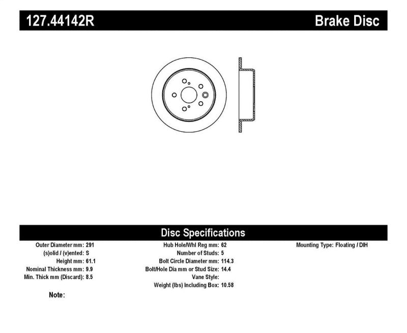 Disque de frein arrière droit fendu et percé StopTech 06-10 Lexus IS 250/IS 300/IS 350 SportStop