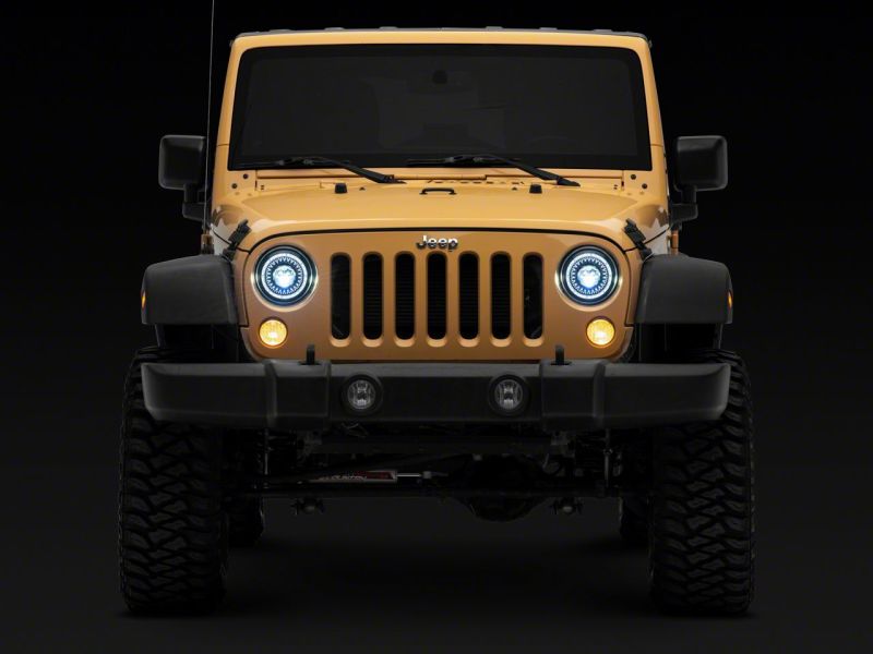 Phares à DEL Raxiom 07-18 Jeep Wrangler JK Axial Series 7 pouces Dragon Eye - Boîtier noir (lentille transparente)