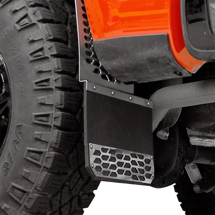 Putco 10-18 Ram HD Dually - (Convient à l'avant) - Ensemble de 2 Mud Skins - SS brossé avec bouclier hexagonal