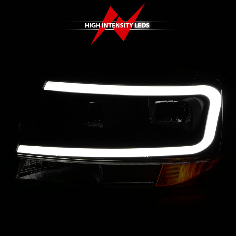 Phares en cristal ANZO 99-04 Jeep Grand Cherokee - avec boîtier noir à barre lumineuse
