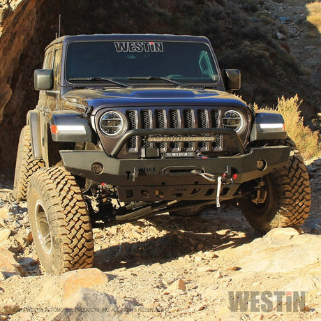 Pare-chocs avant pleine largeur Westin 18-19 Jeep Wrangler JL WJ2 avec pare-buffles noir texturé