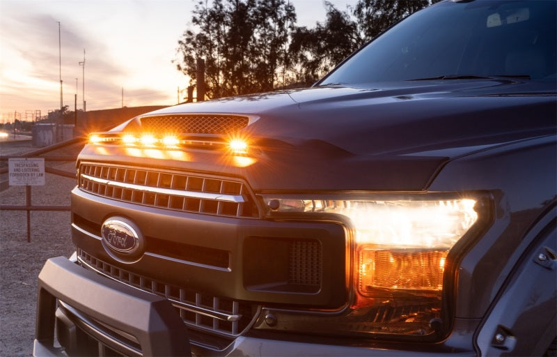 Protecteur de capot à profil bas AVS 2019 Dodge Ram 1500 Aeroskin avec lumières - Noir