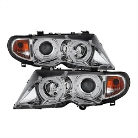 Phares de projecteur Spyder BMW E46 Série 3 02-05 4DR 1 pièce LED Halo Chrm PRO-YD-BMWE4602-4D-AM-C