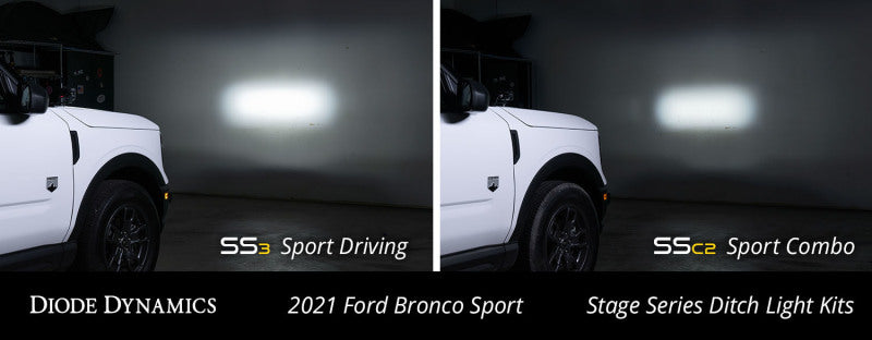 Diode Dynamics 2021 Ford Bronco Sport SS3 LED Ditch Light Kit - Pro White Combo